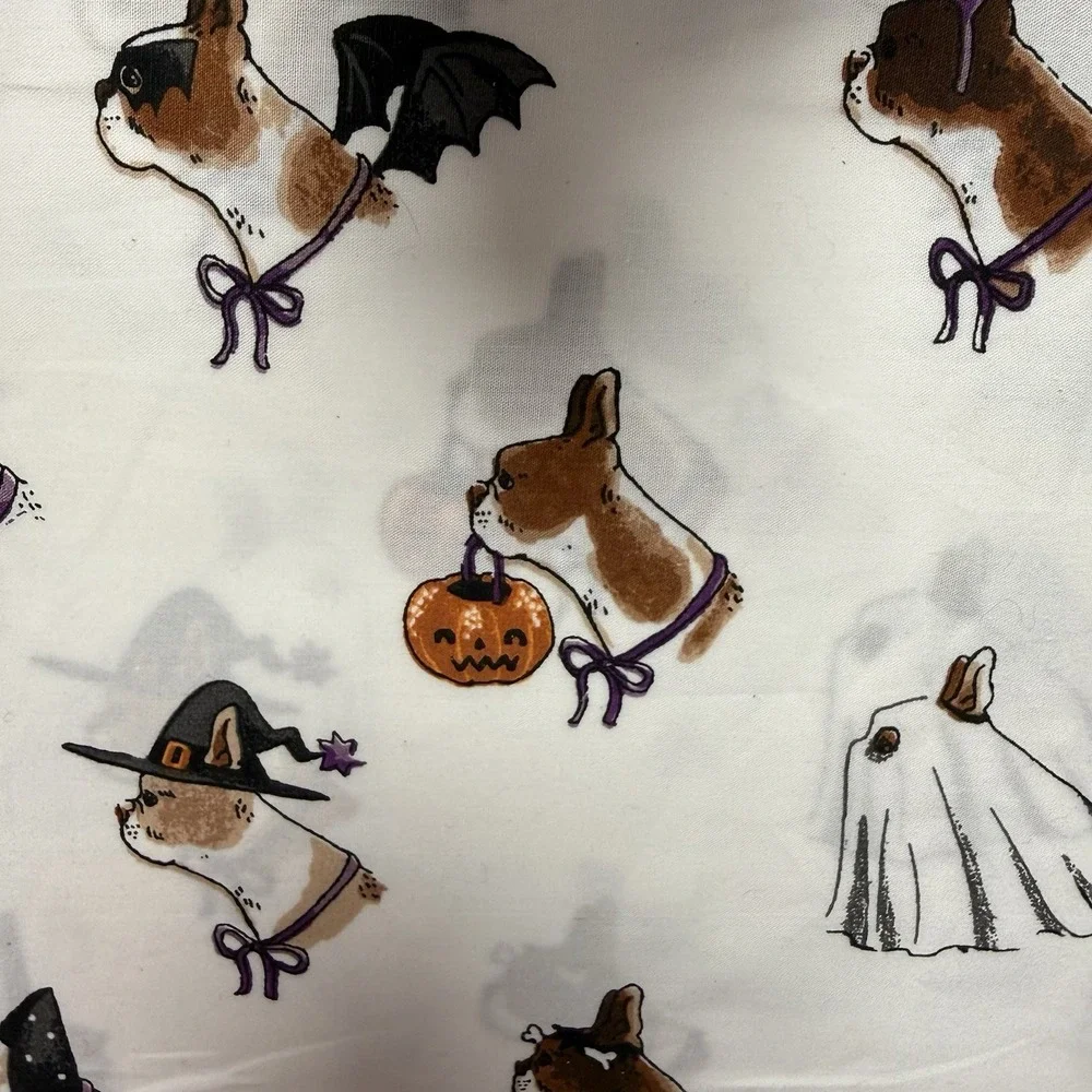NWT Cath Kidston Halloween Dogs 4 Pc Queen Sheet Set Spooky Dog Print Bulldogs
